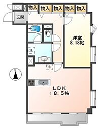 ライオンズプラザ日暮里 2階1LDKの間取り