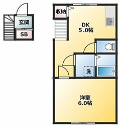 アイル小金井 2階1DKの間取り
