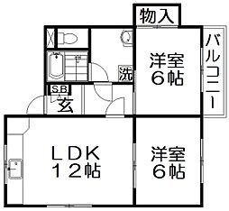 ロイヤルハイツ仁和寺 2LDKの間取図画像
