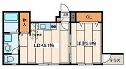 Chanter 1階1LDKの間取り