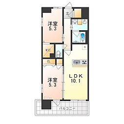 Osaka Metro御堂筋線 なかもず駅 徒歩6分の賃貸マンション 6階2LDKの間取り