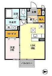 モナリエ古ヶ崎 1階1LDKの間取り