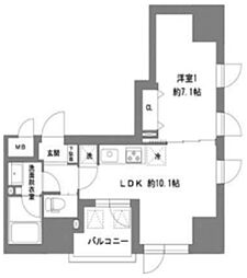 ラ・ヴィータ東上野 2階1LDKの間取り