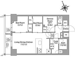 コンフォリア東葛西 7階2SLDKの間取り