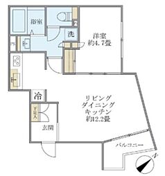 EXAM AKASAKA 1LDKの間取図画像