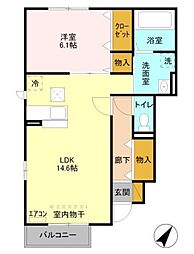 クッキーハウス 1階1LDKの間取り