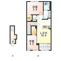 フォルビート　ジン 2階2LDKの間取り