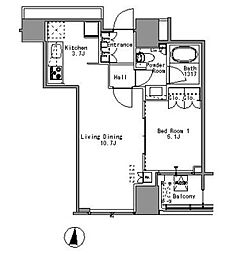 ホワイトタワー浜松町 3階1LDKの間取り