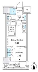 ジェイグランコート品川西大井イースト 602 6階1DKの間取り