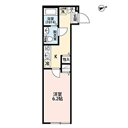 エクセラン竹ノ塚 3階1Kの間取り