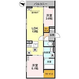 timeless B 2LDKの間取図画像