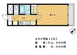 高田馬場テ・ルージュ 1Kの間取図画像