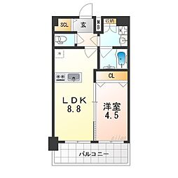 JR大阪環状線 弁天町駅 徒歩6分の賃貸マンション 11階1LDKの間取り