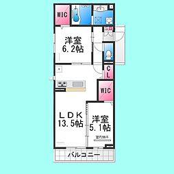 パサログランデ永代町 3階2LDKの間取り