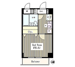サンライズハイツII 3階1Kの間取り