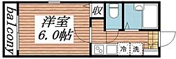 グリーンステージI 2階1Kの間取り