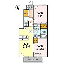 メゾン ルミエール 1階2DKの間取り