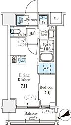 ベルファース八丁堀West 1DKの間取図画像
