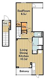 グランハーモニー忠生公園 2階1LDKの間取り