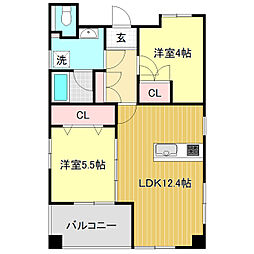 SINAJYURIMEaleo 2LDKの間取図画像