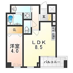 京阪本線 七条駅 徒歩7分の賃貸マンション 1階1LDKの間取り