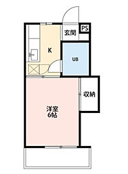 リベルタ七隈 1Kの間取図画像