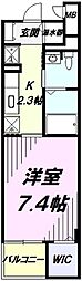 オークヴィラ 2階1Kの間取り