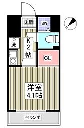 アミティY 1Kの間取図画像