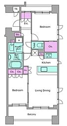 レジディア水道橋 8階2LDKの間取り