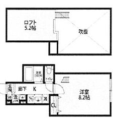 エクセラン南千住 3階1Kの間取り