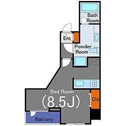 ヴォーガコルテ西小山 ワンルームの間取図画像
