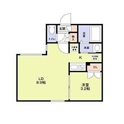 トライム早稲田鶴巻町 1階1LDKの間取り