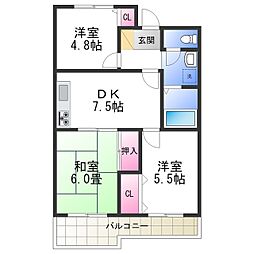 ソシア加茂 3DKの間取図画像