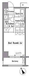 パークアクシス門前仲町 1Kの間取図画像