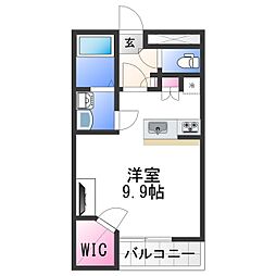 レオパレスＮＩＳＨＩＮＯＯＫＡ 1階ワンルームの間取り