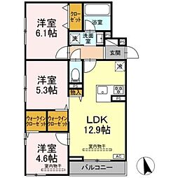 (仮称)トリシア円行2丁目プロジェクト 3LDKの間取図画像