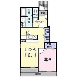 ブランシュール　II 1階1LDKの間取り