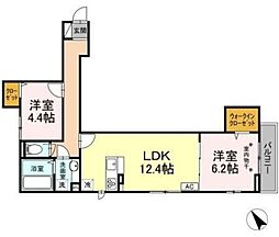 メゾンボヌール 3階2LDKの間取り
