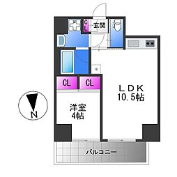 プレジオ永和EURO 15階1LDKの間取り