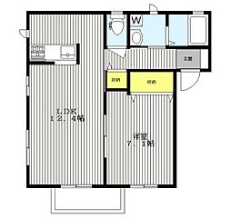 グレースコートB 1LDKの間取図画像