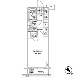 コンフォリア蒲田 13階1Kの間取り