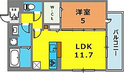 Euphoria籠池通 2階1LDKの間取り