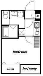 クルーゼ 1階1Kの間取り