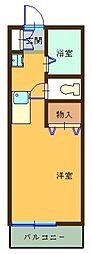 プチハイム池上 1階ワンルームの間取り