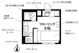 プチグランデ立石 ワンルームの間取図画像