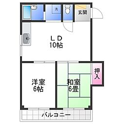 ウエストコーポ平岡 4階2LDKの間取り
