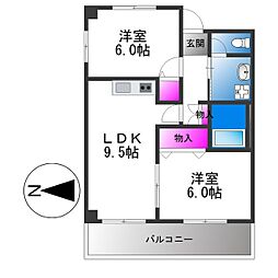 ボナール・デト 2LDKの間取図画像