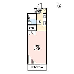 エスポワール 1階1Kの間取り