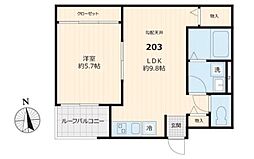 メディボヌール 2階1LDKの間取り