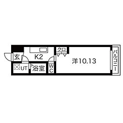 朱雀館 3階1Kの間取り